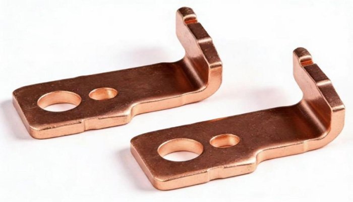 Finished bent copper terminals manufactured from the engineering drawing