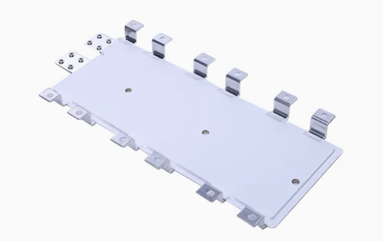 Custom 1900VDC 200A tin-plated copper busbar measuring 453 by 221 millimeters for an industrial UPS