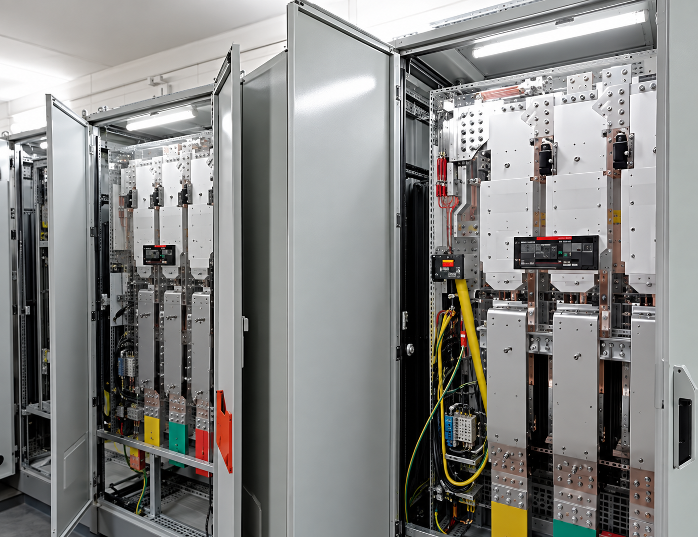 Industrial UPS cabinet with high-current copper busbar assemblies