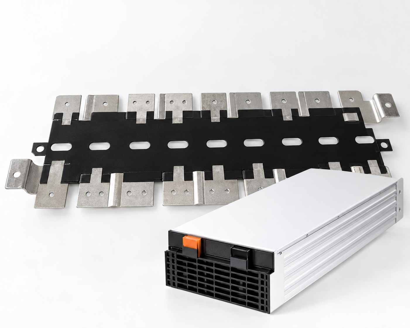 Laminated copper busbar assembly with a power module for an industrial UPS system